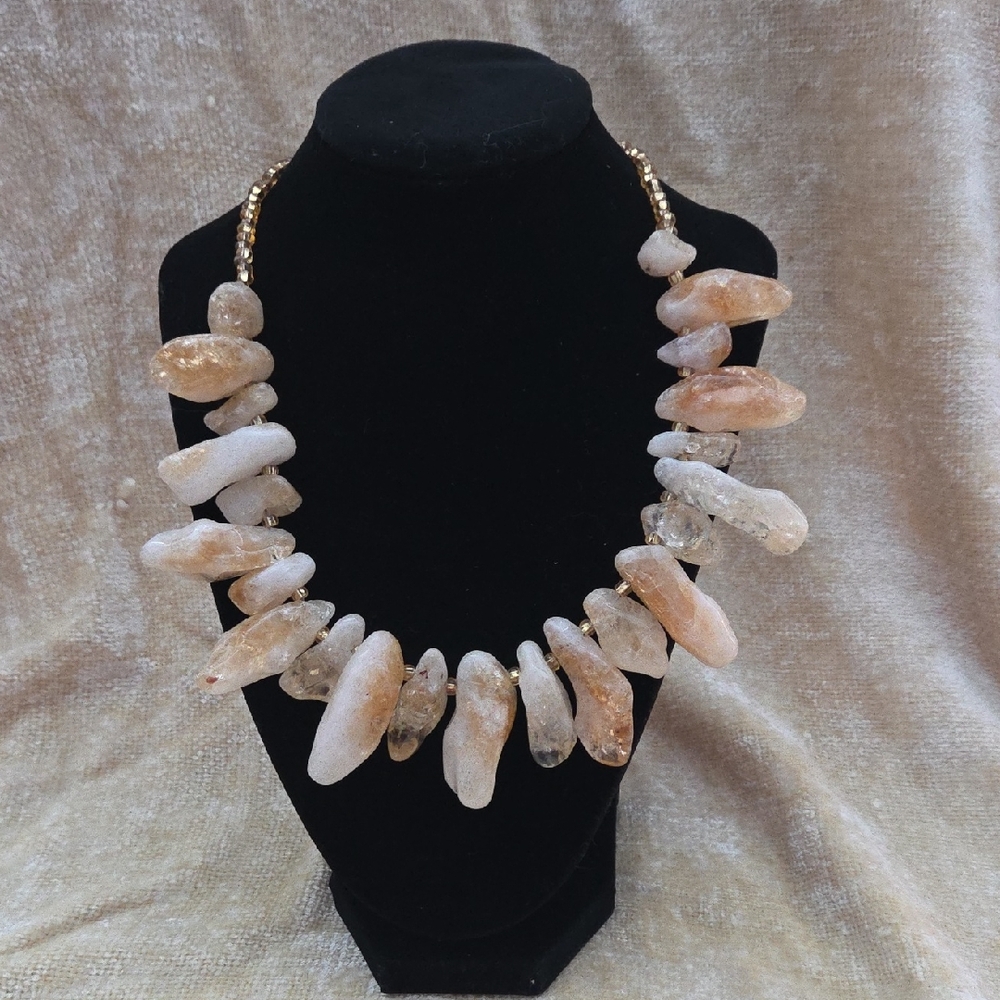Gold and Cream Stone Necklace